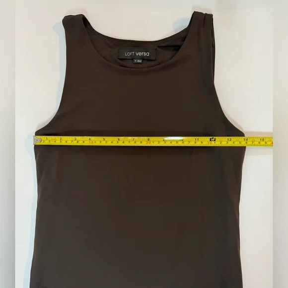 LOFT Versa 360 Knit Tank Bodysuit Brown Coconut Shell Sleeveless Size M - Picture 5 of 8